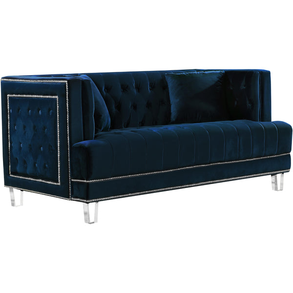 Meridian Lucas Navy Velvet Loveseat IMAGE 1