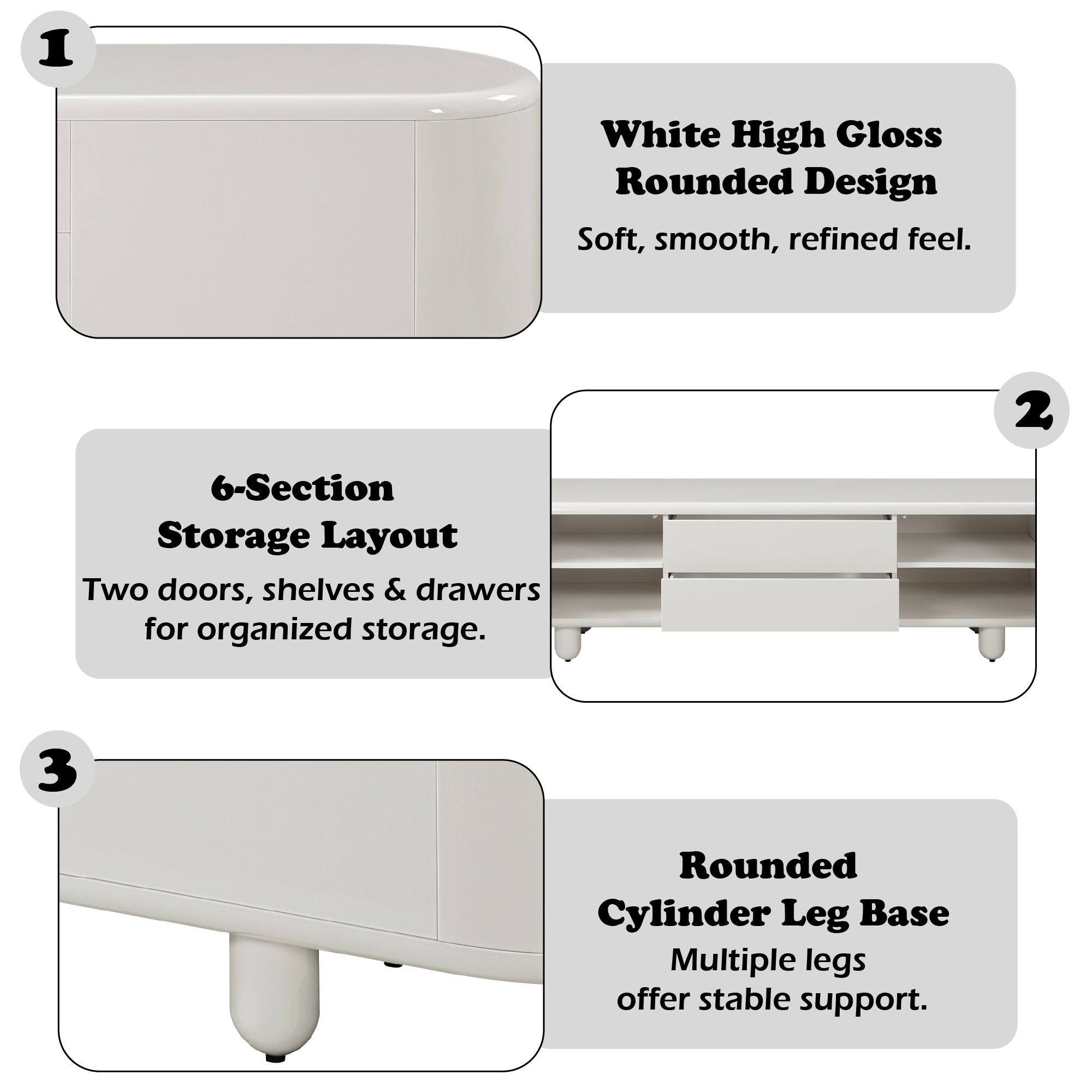 Keely - TV Stand - Gloss White