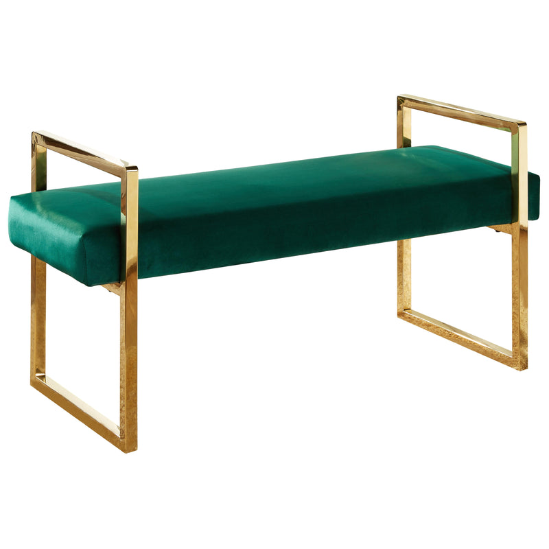 Meridian Olivia Green Velvet Bench IMAGE 1