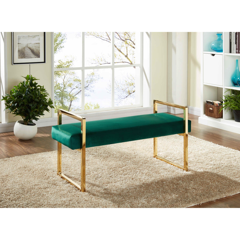 Meridian Olivia Green Velvet Bench IMAGE 2