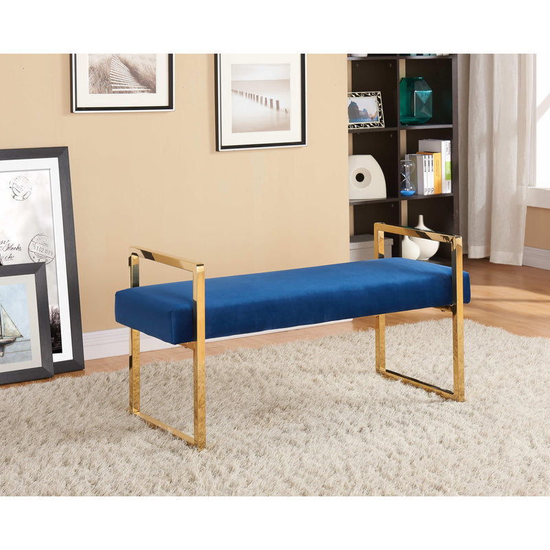 Meridian Olivia Navy Velvet Bench IMAGE 2