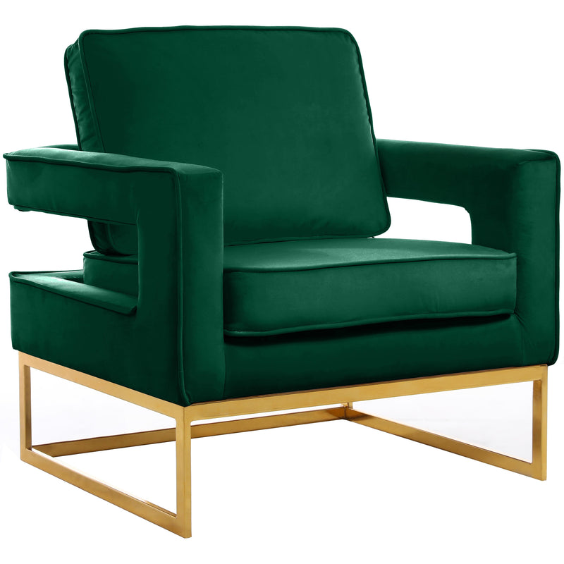 Meridian Noah Green Velvet Accent Chair IMAGE 1