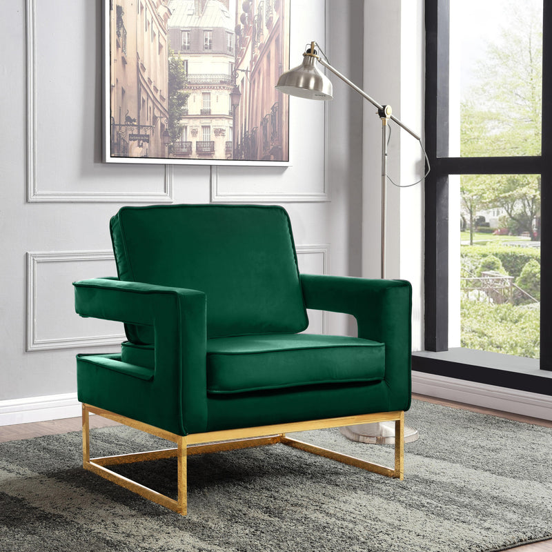 Meridian Noah Green Velvet Accent Chair IMAGE 6