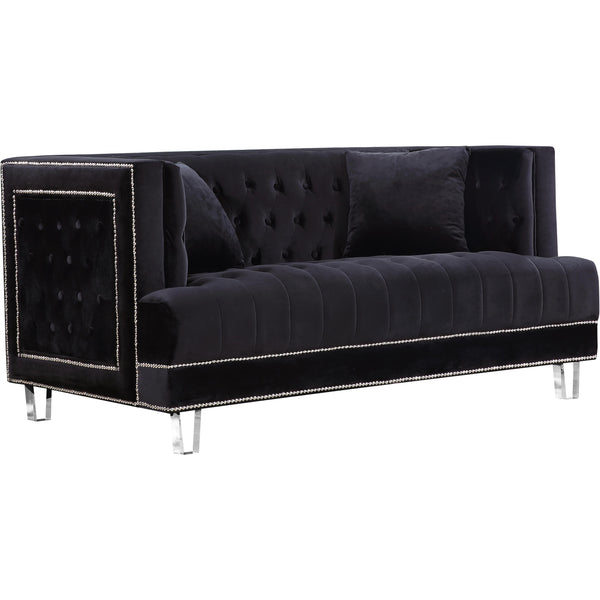 Meridian Lucas Black Velvet Loveseat IMAGE 1