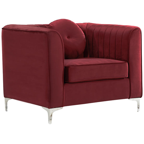 Meridian Isabelle Burgundy Velvet Chair IMAGE 1