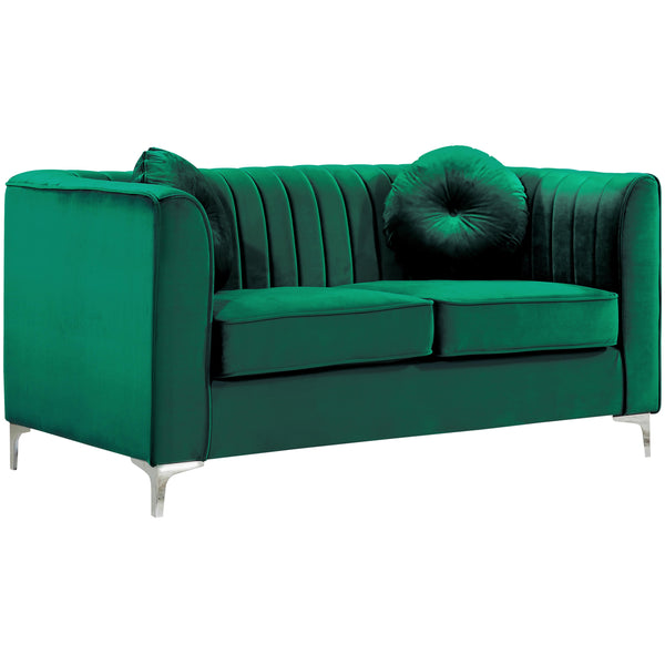 Meridian Isabelle Green Velvet Loveseat IMAGE 1