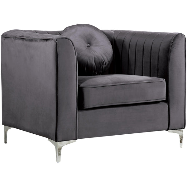 Meridian Isabelle Grey Velvet Chair IMAGE 1