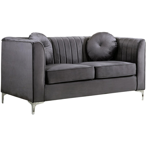 Meridian Isabelle Grey Velvet Loveseat IMAGE 1