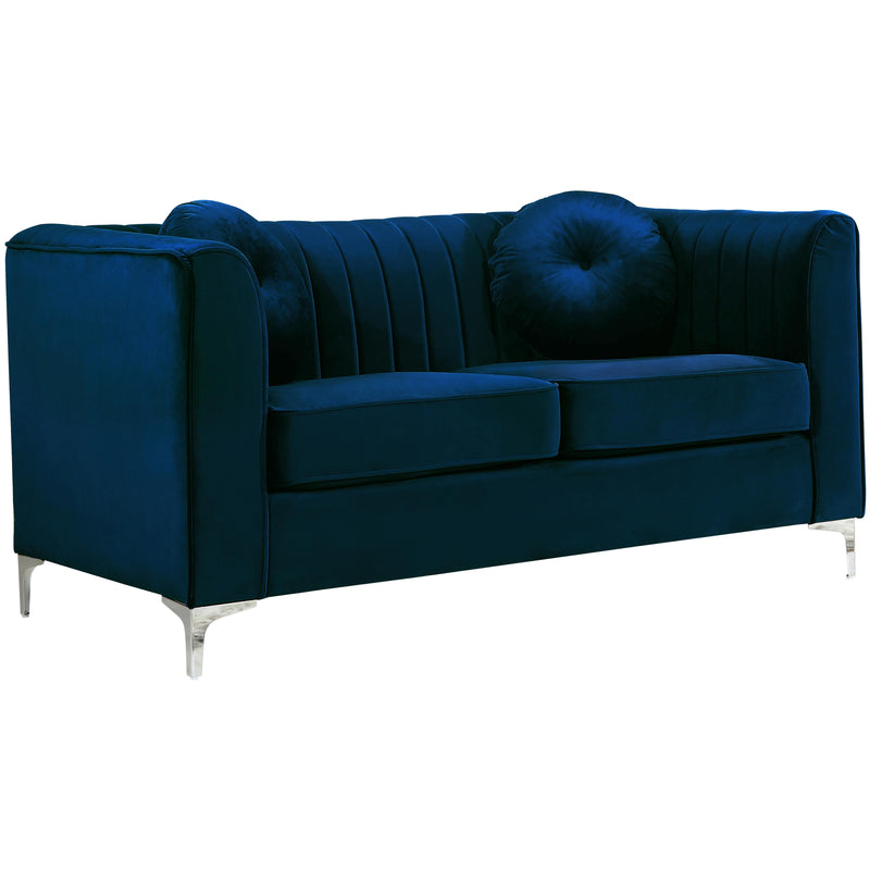 Meridian Isabelle Navy Velvet Loveseat IMAGE 1