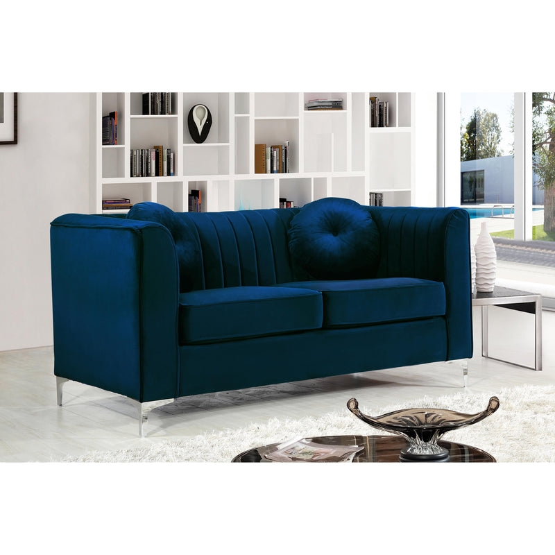 Meridian Isabelle Navy Velvet Loveseat IMAGE 3