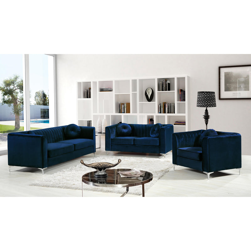 Meridian Isabelle Navy Velvet Loveseat IMAGE 4