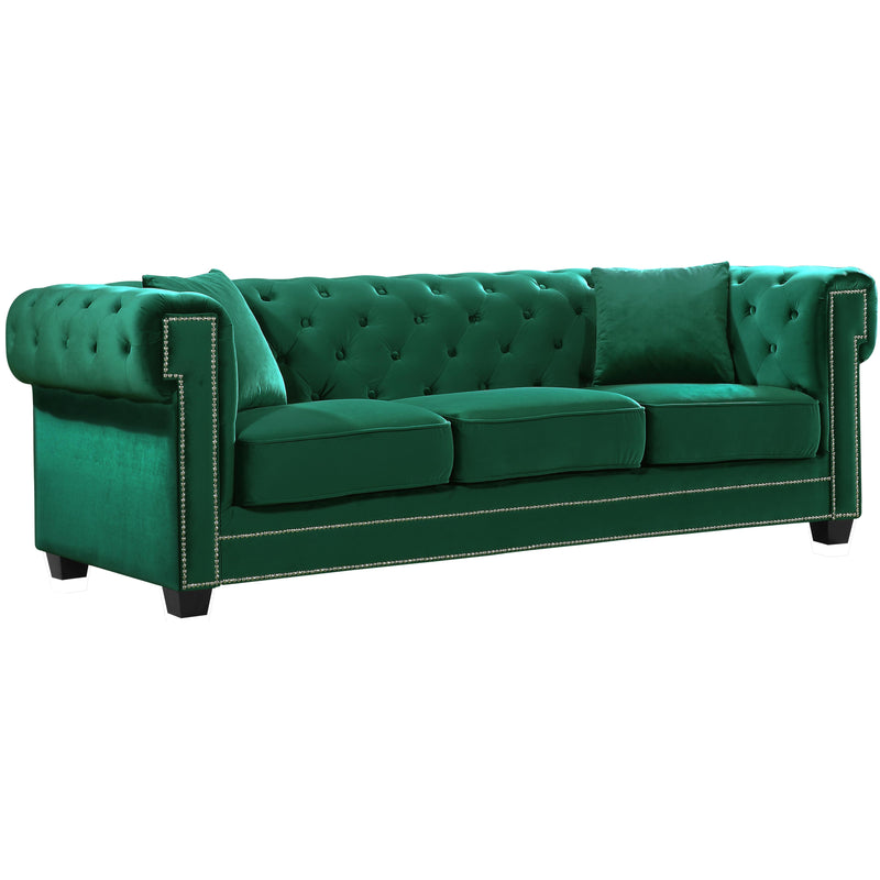 Meridian Bowery Green Velvet Sofa IMAGE 1