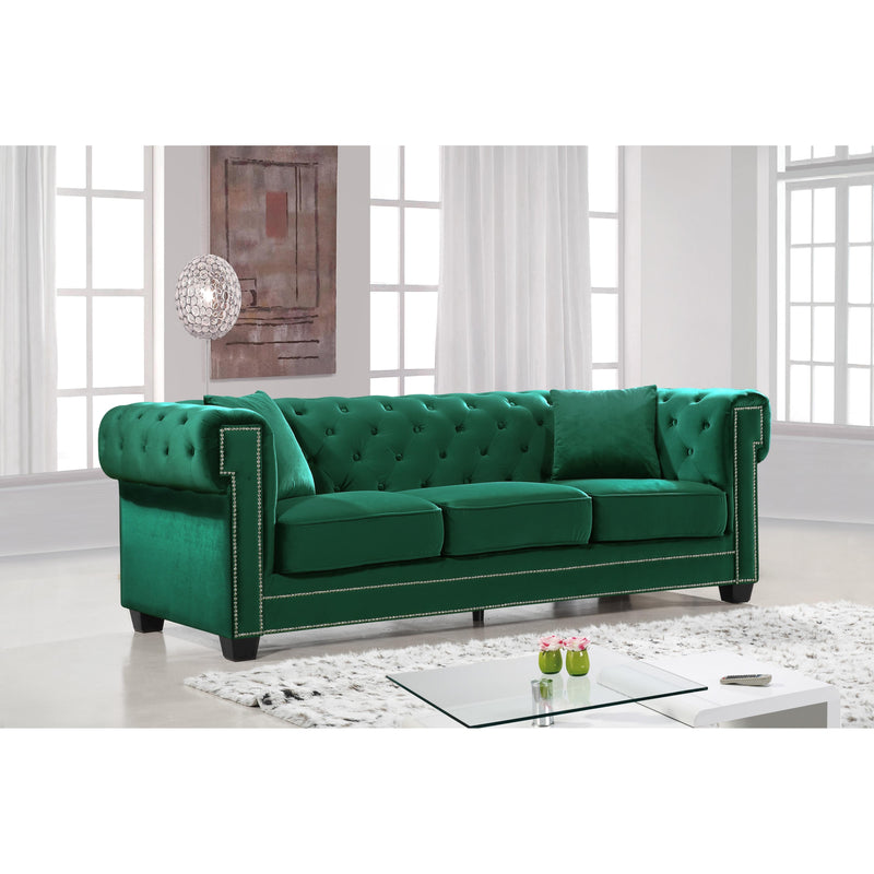 Meridian Bowery Green Velvet Sofa IMAGE 3