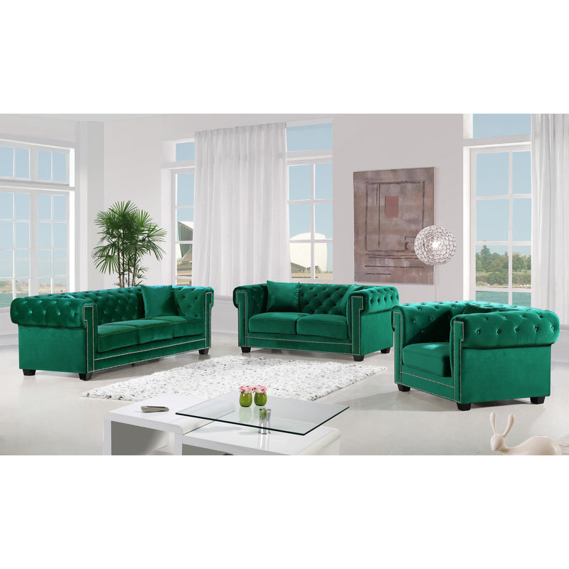 Meridian Bowery Green Velvet Sofa IMAGE 4