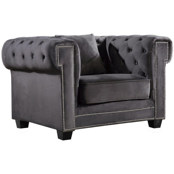 Meridian Bowery Grey Velvet Chair IMAGE 1