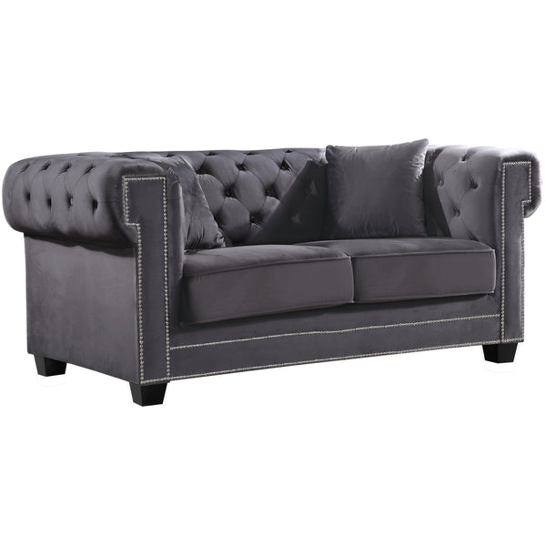 Meridian Bowery Grey Velvet Loveseat IMAGE 1