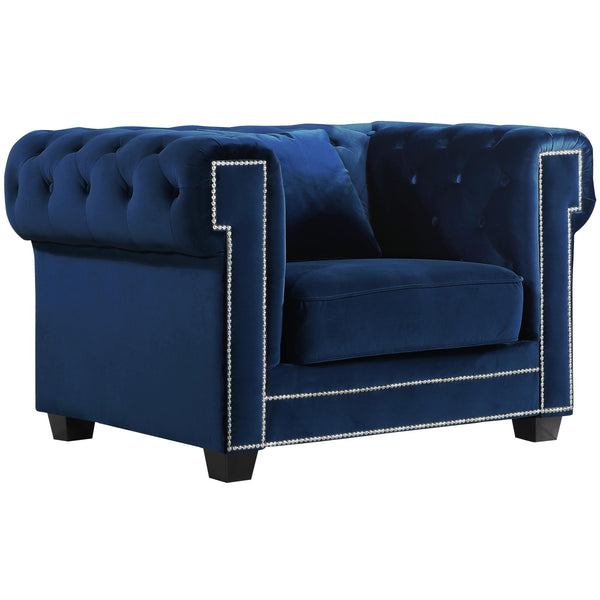 Meridian Bowery Navy Velvet Chair IMAGE 1