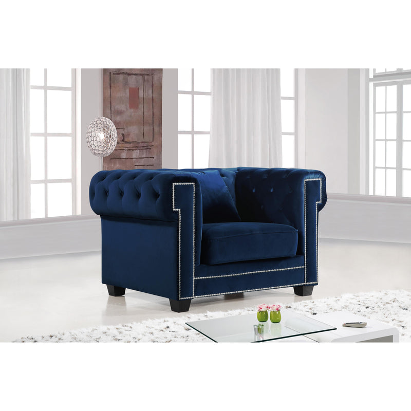 Meridian Bowery Navy Velvet Chair IMAGE 2