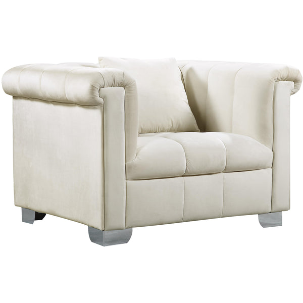 Meridian Kayla Cream Velvet Chair IMAGE 1