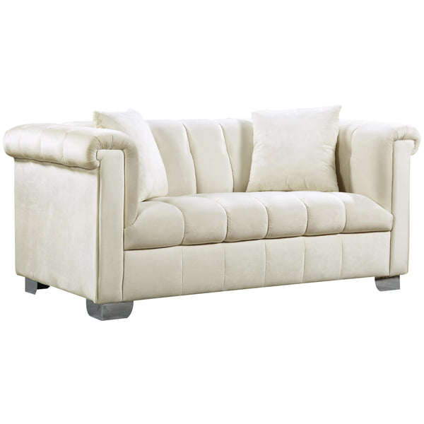 Meridian Kayla Cream Velvet Loveseat IMAGE 1