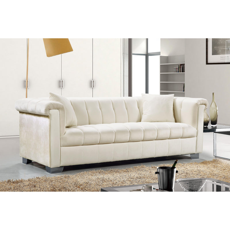 Meridian Kayla Cream Velvet Sofa IMAGE 3