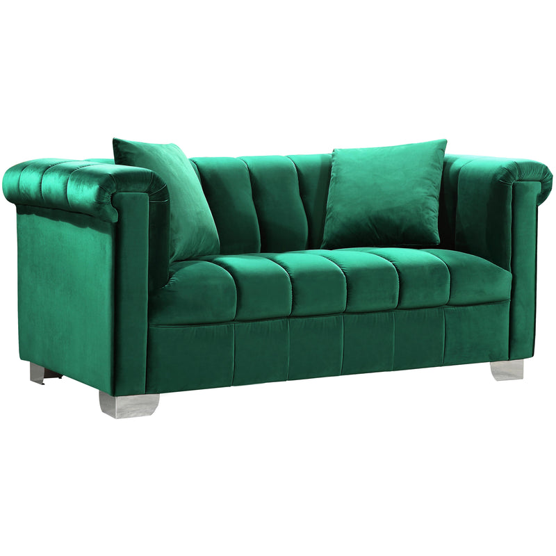 Meridian Kayla Green Velvet Loveseat IMAGE 1