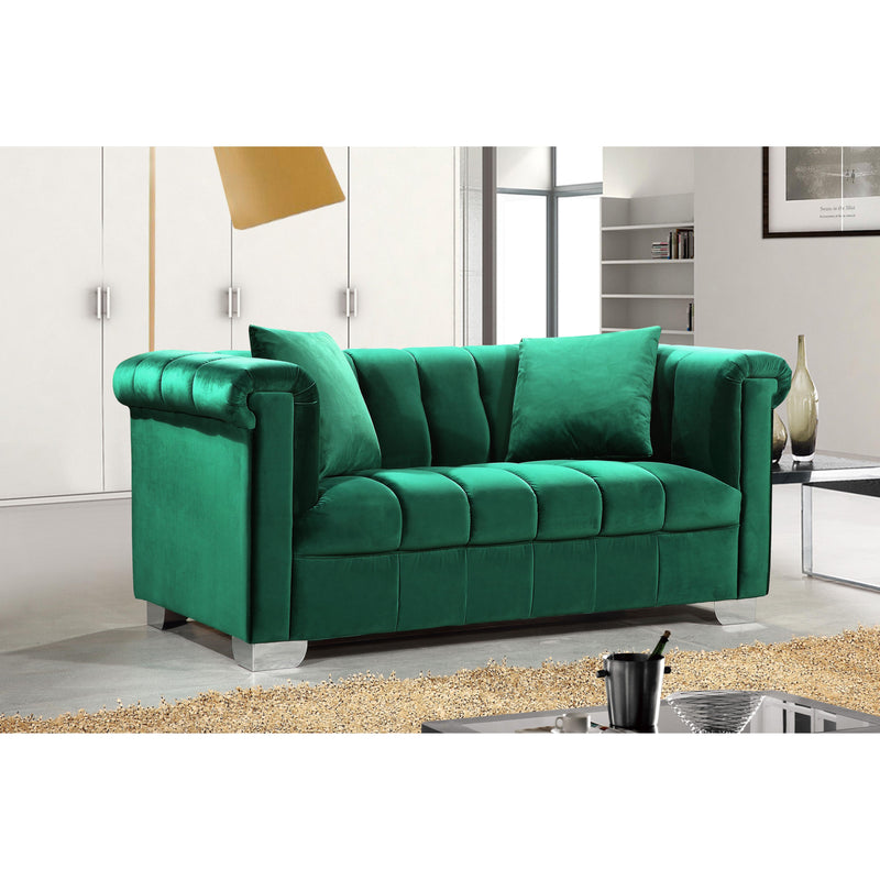 Meridian Kayla Green Velvet Loveseat IMAGE 3