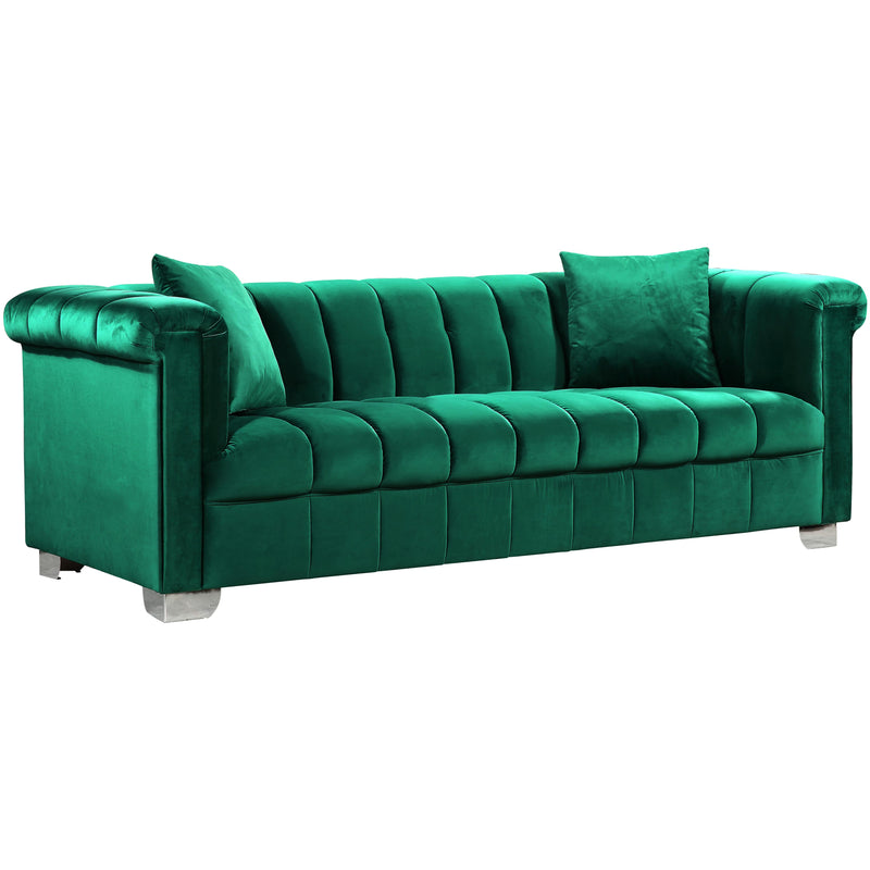 Meridian Kayla Green Velvet Sofa IMAGE 1