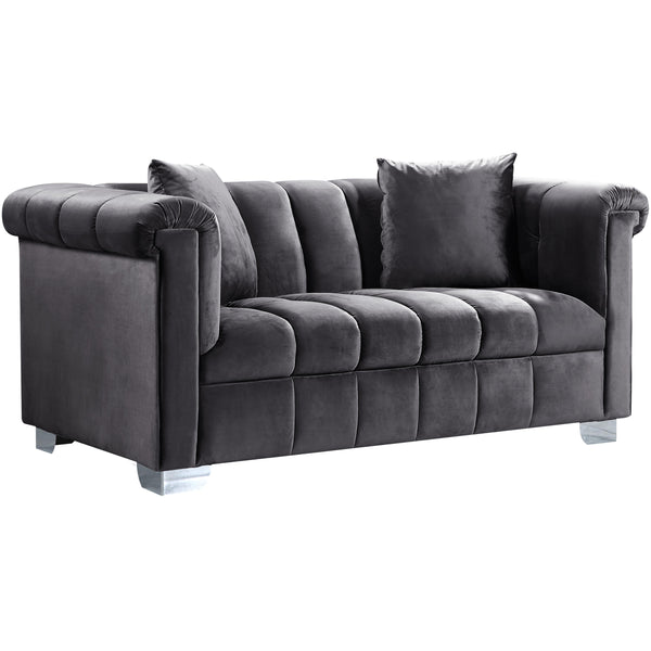 Meridian Kayla Grey Velvet Loveseat IMAGE 1