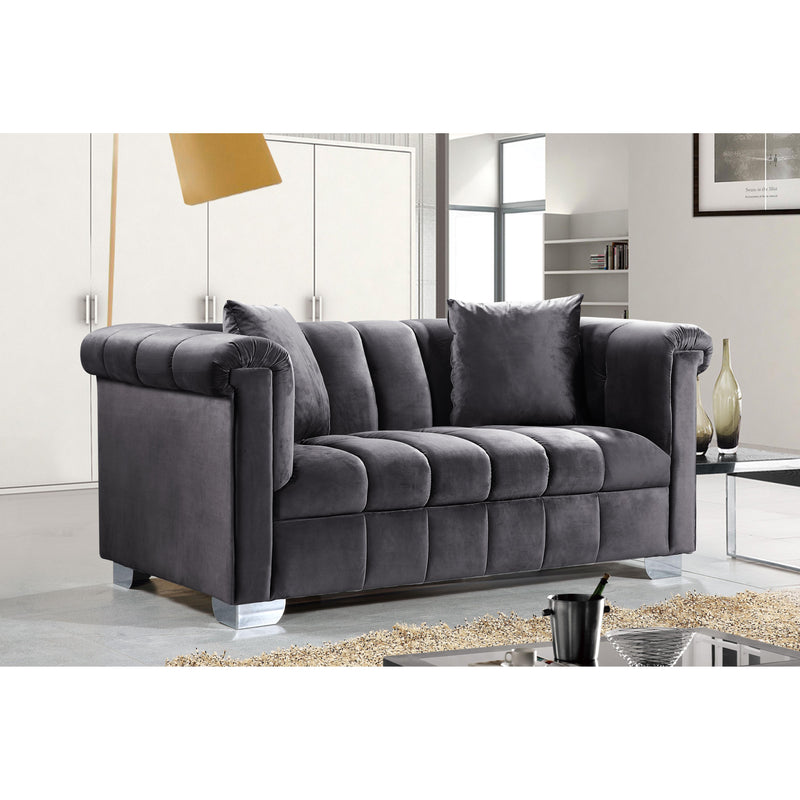 Meridian Kayla Grey Velvet Loveseat IMAGE 3