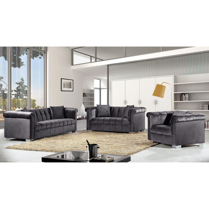 Meridian Kayla Grey Velvet Loveseat IMAGE 4