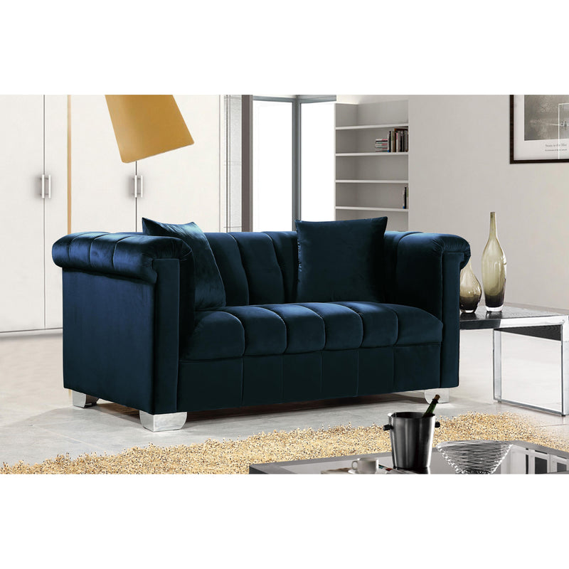 Meridian Kayla Navy Velvet Loveseat IMAGE 3