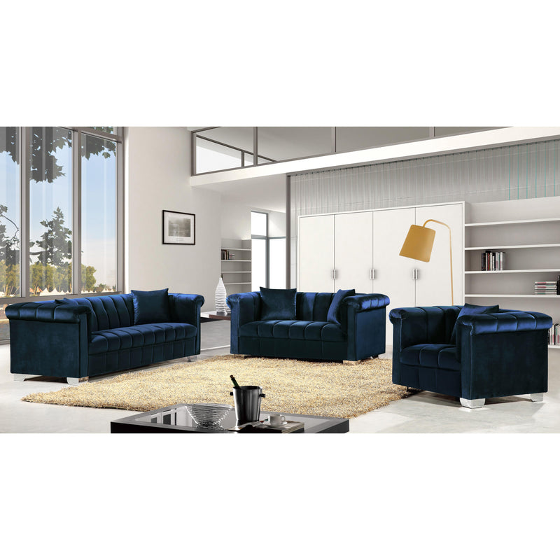 Meridian Kayla Navy Velvet Loveseat IMAGE 4