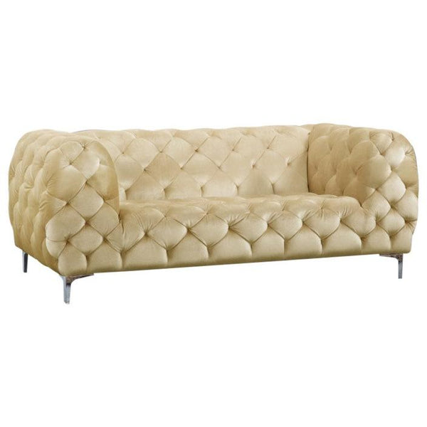 Meridian Mercer Beige Velvet Loveseat IMAGE 1