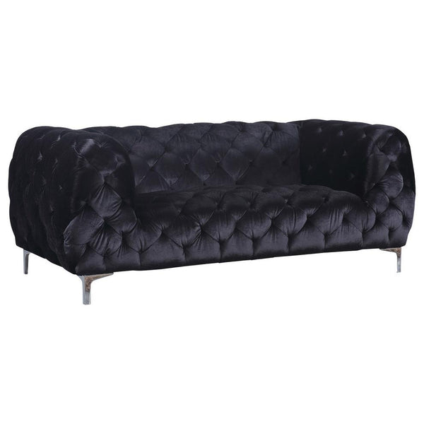 Meridian Mercer Black Velvet Loveseat IMAGE 1