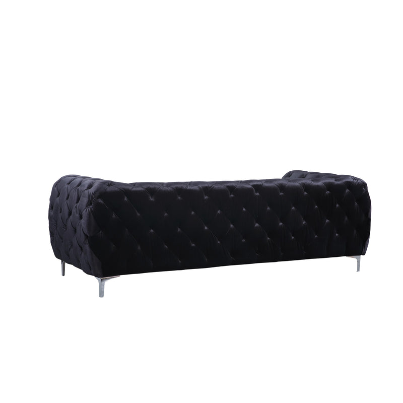 Meridian Mercer Black Velvet Sofa IMAGE 2