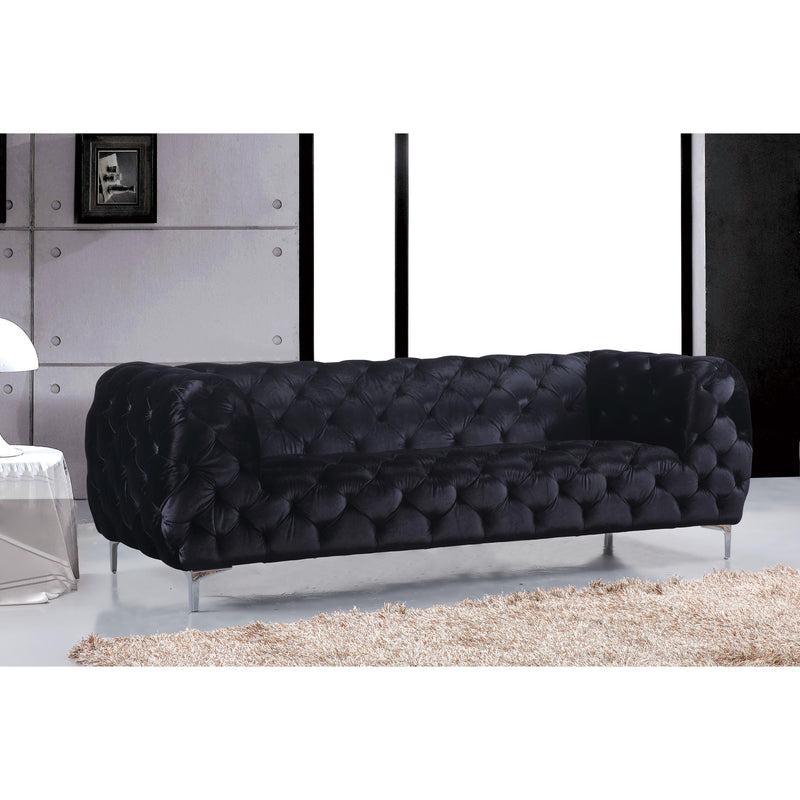 Meridian Mercer Black Velvet Sofa IMAGE 3