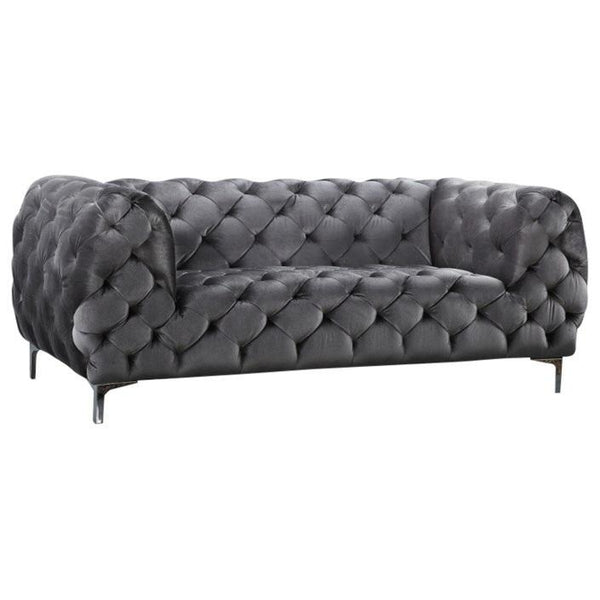 Meridian Mercer Grey Velvet Loveseat IMAGE 1