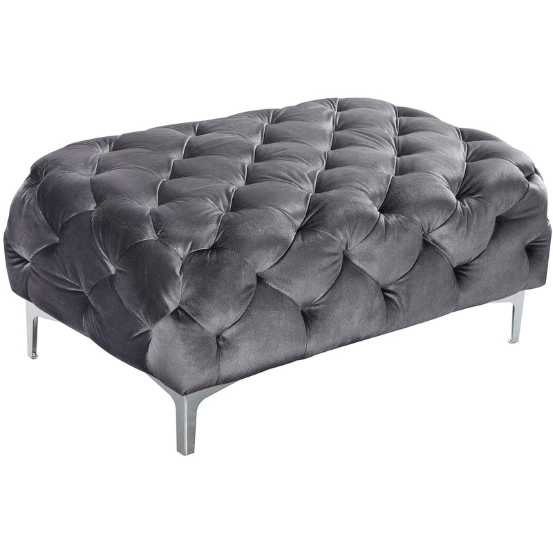 Meridian Mercer Grey Velvet Ottoman IMAGE 1