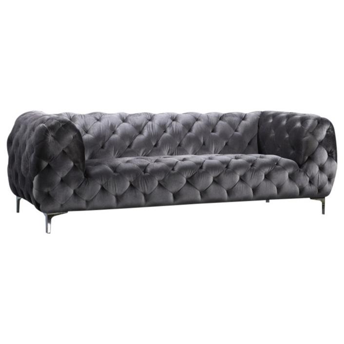 Meridian Mercer Grey Velvet Sofa IMAGE 1