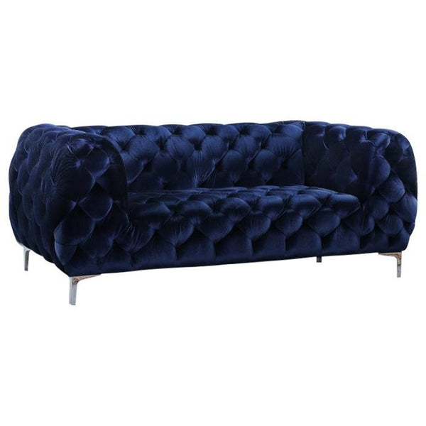 Meridian Mercer Navy Velvet Loveseat IMAGE 1