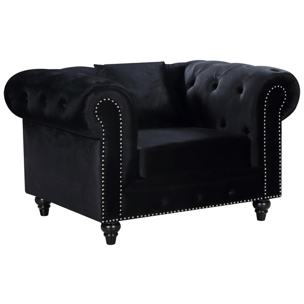 Meridian Chesterfield Black Velvet Chair IMAGE 1