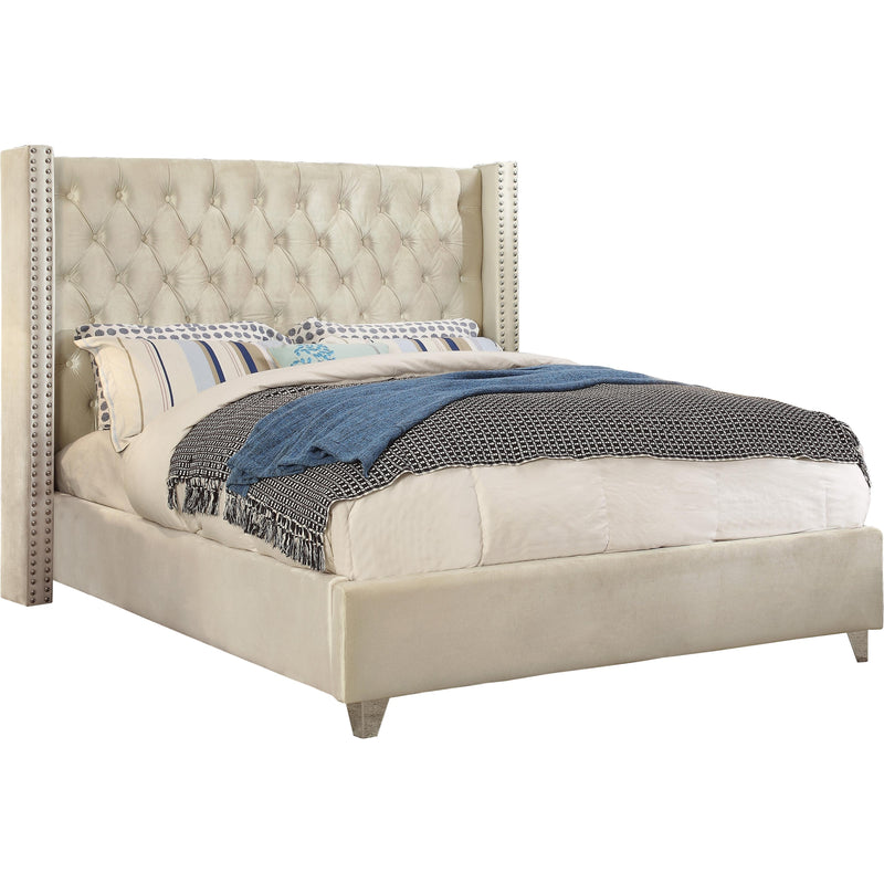 Meridian Aiden Cream Velvet Full Bed IMAGE 1