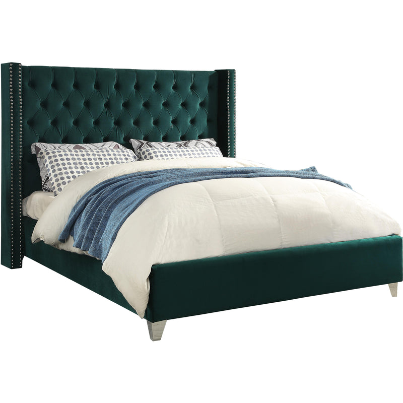 Meridian Aiden Green Velvet Full Bed IMAGE 1