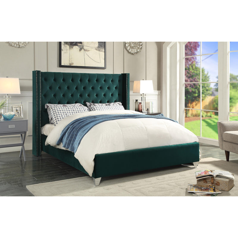 Meridian Aiden Green Velvet Full Bed IMAGE 2