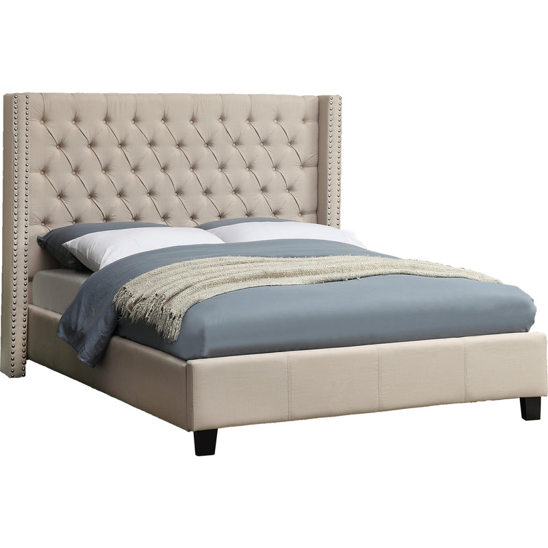 Meridian Ashton Beige Linen Textured Queen Bed IMAGE 1