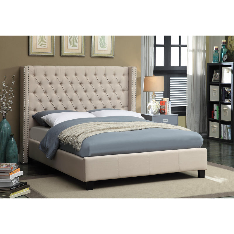 Meridian Ashton Beige Linen Textured Queen Bed IMAGE 2