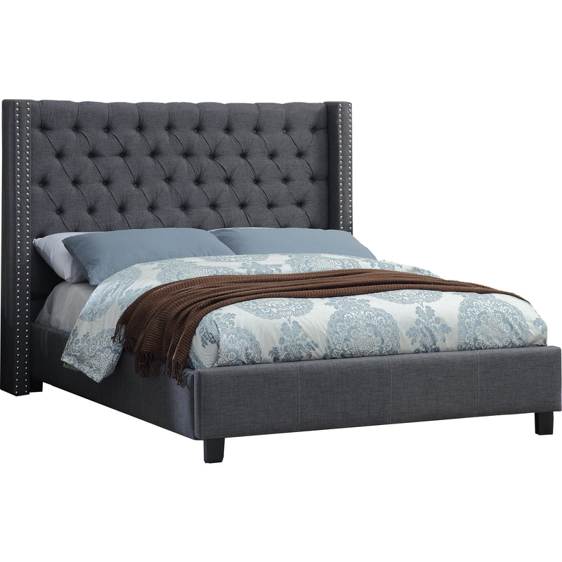 Meridian Ashton Grey Linen Textured King Bed IMAGE 1