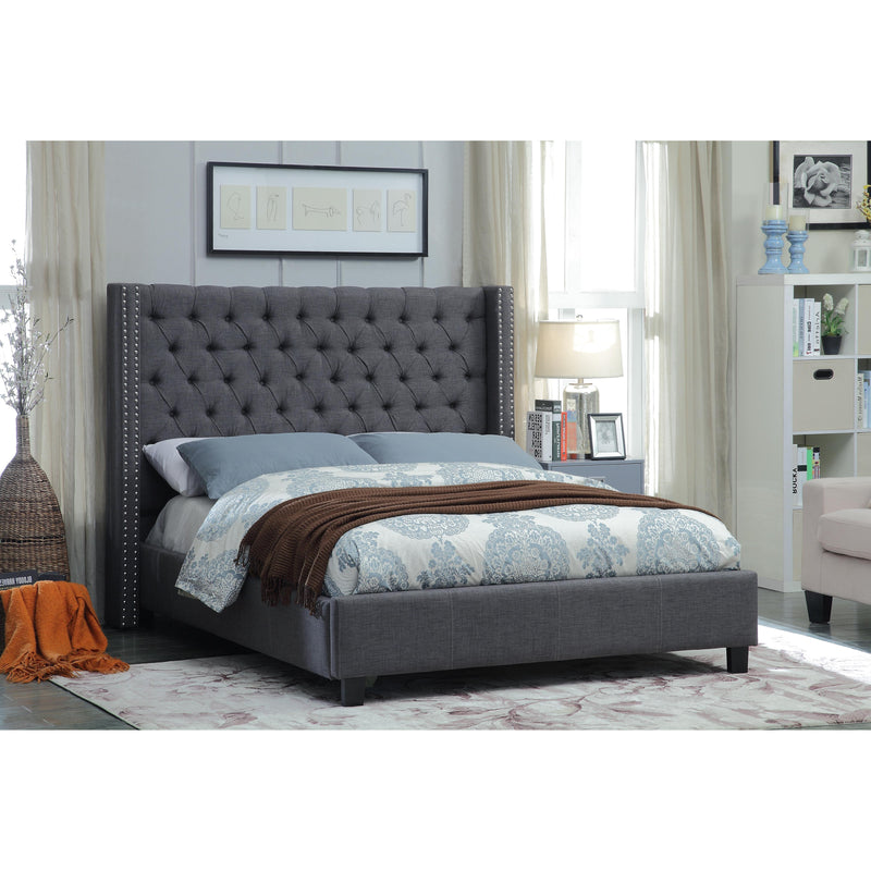 Meridian Ashton Grey Linen Textured King Bed IMAGE 2