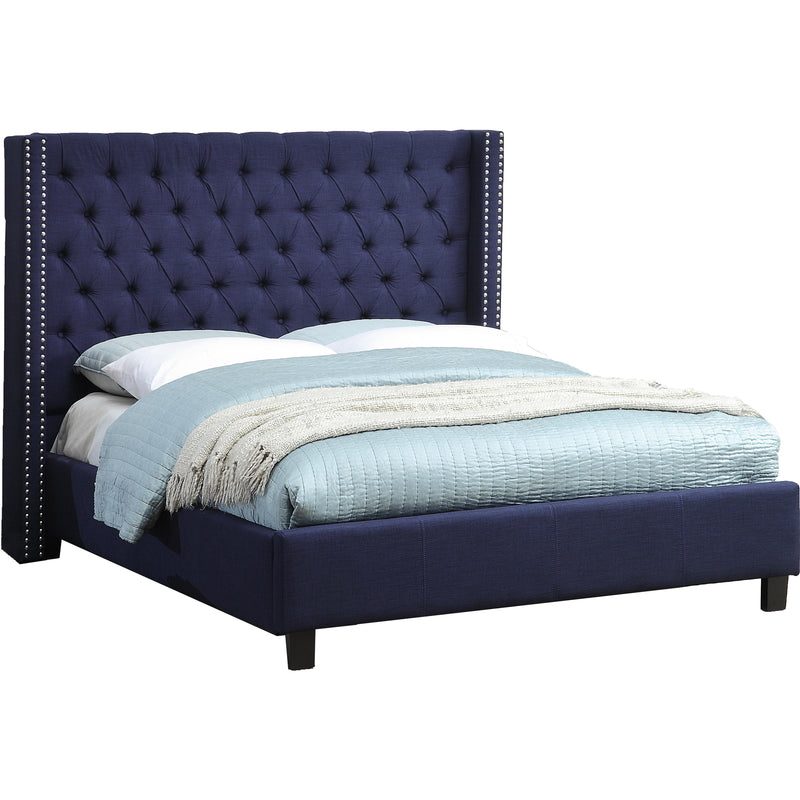 Meridian Ashton Navy Linen Textured Queen Bed IMAGE 1